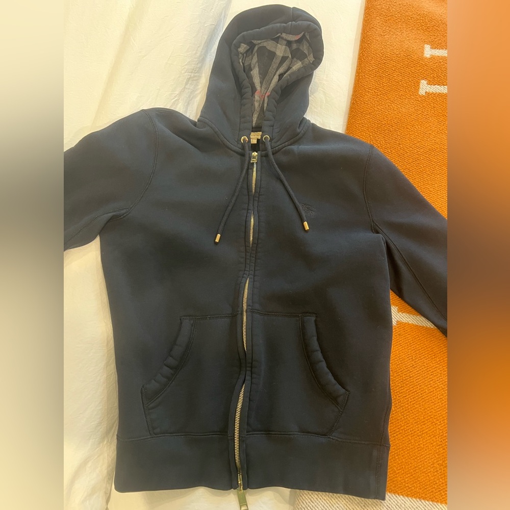 Burberry Men's Black Zip-Up with Gold Accents